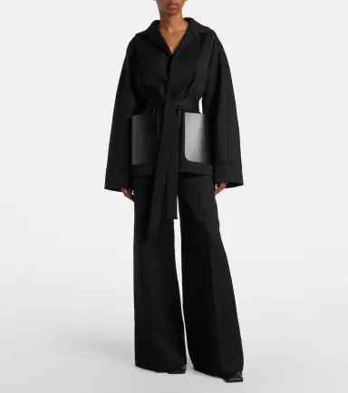 Alaïa Alaïa Leather-trimmed virgin wool wrap jacket | Thumbnail 5 Alaïa Alaïa Leather-trimmed virgin wool wrap jacket | Thumbnail 5