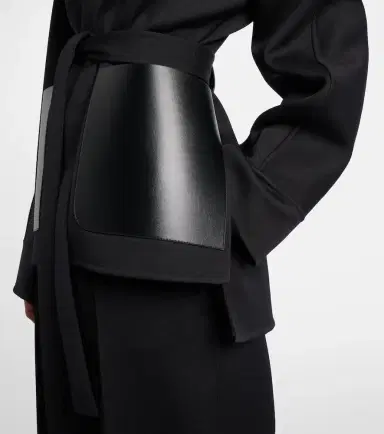 Alaïa Alaïa Leather-trimmed virgin wool wrap jacket | Thumbnail 6 Alaïa Alaïa Leather-trimmed virgin wool wrap jacket | Thumbnail 6