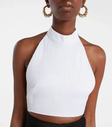 Alaia Alaïa Ribbed halterneck cotton top | Thumbnail 3 Alaia Alaïa Ribbed halterneck cotton top | Thumbnail 3