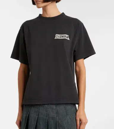 Balenciaga Logo distressed cotton jersey T-shirt | Thumbnail 2 Balenciaga Logo distressed cotton jersey T-shirt | Thumbnail 2