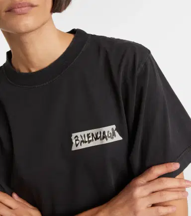 Balenciaga Logo distressed cotton jersey T-shirt | Thumbnail 3 Balenciaga Logo distressed cotton jersey T-shirt | Thumbnail 3
