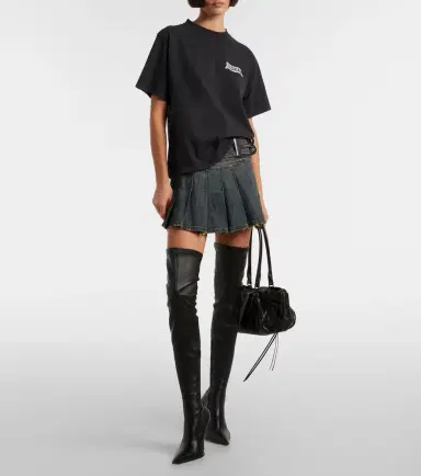Balenciaga Logo distressed cotton jersey T-shirt | Thumbnail 4 Balenciaga Logo distressed cotton jersey T-shirt | Thumbnail 4