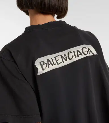 Balenciaga Logo distressed cotton jersey T-shirt | Thumbnail 5 Balenciaga Logo distressed cotton jersey T-shirt | Thumbnail 5