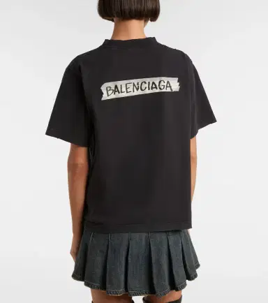 Balenciaga Logo distressed cotton jersey T-shirt | Thumbnail 6 Balenciaga Logo distressed cotton jersey T-shirt | Thumbnail 6
