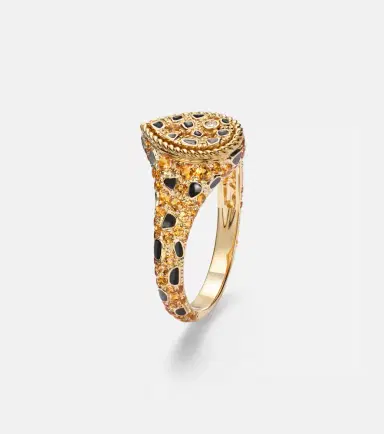 Yvonne Léon Yvonne Léon Poire Mini 9kt gold and enamel pinky ring with citrines and diamonds | Thumbnail 2 Yvonne Léon Yvonne Léon Poire Mini 9kt gold and enamel pinky ring with citrines and diamonds | Thumbnail 2