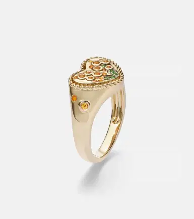 Yvonne Léon Yvonne Léon Caur Mimosa Mini 9kt gold pinky ring with gemstones | Thumbnail 2 Yvonne Léon Yvonne Léon Caur Mimosa Mini 9kt gold pinky ring with gemstones | Thumbnail 2