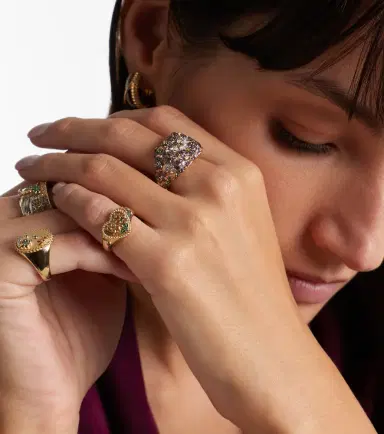 Yvonne Léon Yvonne Léon Caur Mimosa Mini 9kt gold pinky ring with gemstones | Thumbnail 4 Yvonne Léon Yvonne Léon Caur Mimosa Mini 9kt gold pinky ring with gemstones | Thumbnail 4