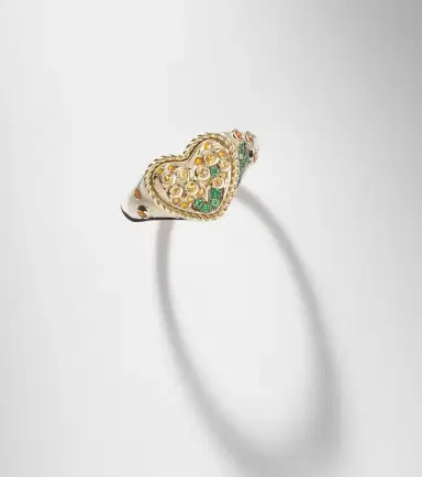 Yvonne Léon Yvonne Léon Caur Mimosa Mini 9kt gold pinky ring with gemstones | Thumbnail 5 Yvonne Léon Yvonne Léon Caur Mimosa Mini 9kt gold pinky ring with gemstones | Thumbnail 5