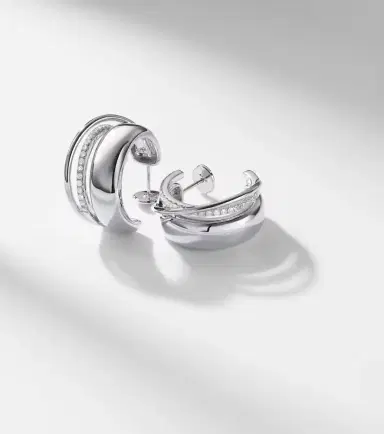 Yvonne Léon Yvonne Léon Un Deux Trois Lisse 9kt white gold hoop earrings with diamonds | Thumbnail 5 Yvonne Léon Yvonne Léon Un Deux Trois Lisse 9kt white gold hoop earrings with diamonds | Thumbnail 5