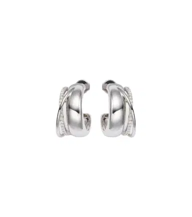 Yvonne Léon Yvonne Léon Un Deux Trois Lisse 9kt white gold hoop earrings with diamonds | Thumbnail 1 Yvonne Léon Yvonne Léon Un Deux Trois Lisse 9kt white gold hoop earrings with diamonds | Thumbnail 1