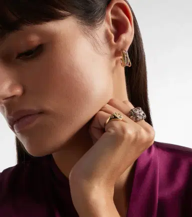 Yvonne Léon Yvonne Léon Un Deux Trois Berlingot 9kt gold hoop earrings with diamonds | Thumbnail 3 Yvonne Léon Yvonne Léon Un Deux Trois Berlingot 9kt gold hoop earrings with diamonds | Thumbnail 3