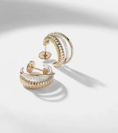 Yvonne Léon Yvonne Léon Un Deux Trois Berlingot 9kt gold hoop earrings with diamonds | Thumbnail 4 Yvonne Léon Yvonne Léon Un Deux Trois Berlingot 9kt gold hoop earrings with diamonds | Thumbnail 4