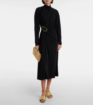 Bottega Veneta Gathered crêpe jersey midi dress | Thumbnail 6 Bottega Veneta Gathered crêpe jersey midi dress | Thumbnail 6