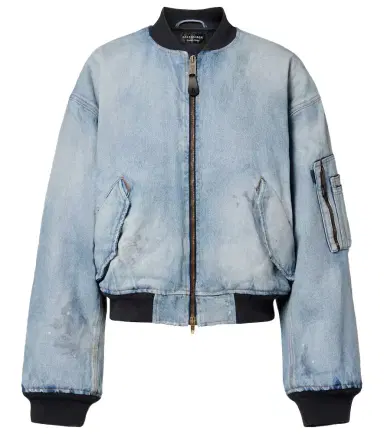 Balenciaga Cropped denim bomber jacket | Thumbnail 1 Balenciaga Cropped denim bomber jacket | Thumbnail 1