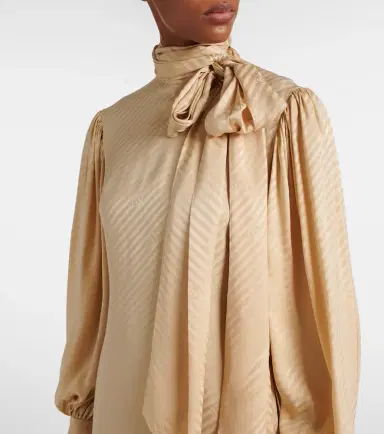 Gucci GG draped striped silk jacquard midi dress | Thumbnail 3 Gucci GG draped striped silk jacquard midi dress | Thumbnail 3
