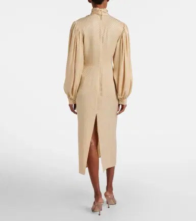 Gucci GG draped striped silk jacquard midi dress | Thumbnail 4 Gucci GG draped striped silk jacquard midi dress | Thumbnail 4