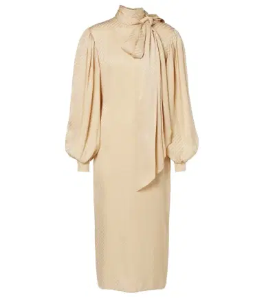 Gucci GG draped striped silk jacquard midi dress | Thumbnail 1 Gucci GG draped striped silk jacquard midi dress | Thumbnail 1