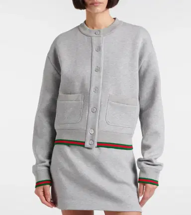 Gucci Web Stripe cotton-blend jersey cardigan | Thumbnail 5 Gucci Web Stripe cotton-blend jersey cardigan | Thumbnail 5