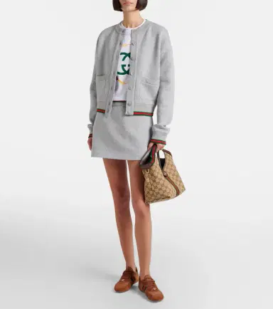 Gucci Web Stripe cotton-blend jersey cardigan | Thumbnail 6 Gucci Web Stripe cotton-blend jersey cardigan | Thumbnail 6