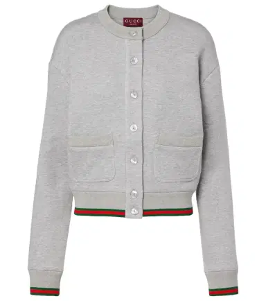 Gucci Web Stripe cotton-blend jersey cardigan | Thumbnail 1 Gucci Web Stripe cotton-blend jersey cardigan | Thumbnail 1