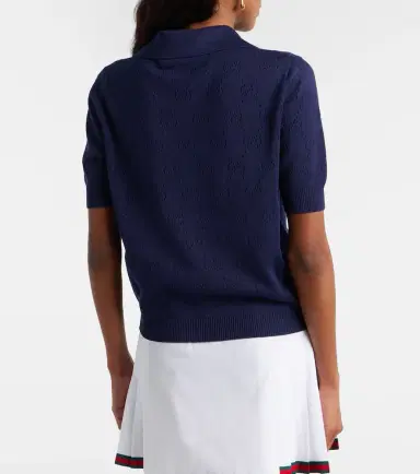 Gucci GG pointelle silk and cotton polo shirt | Thumbnail 2 Gucci GG pointelle silk and cotton polo shirt | Thumbnail 2