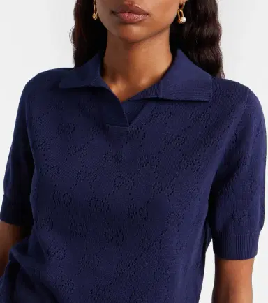 Gucci GG pointelle silk and cotton polo shirt | Thumbnail 5 Gucci GG pointelle silk and cotton polo shirt | Thumbnail 5