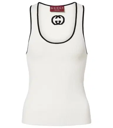 Gucci Ribbed-knit cotton-blend tank top | Thumbnail 1 Gucci Ribbed-knit cotton-blend tank top | Thumbnail 1