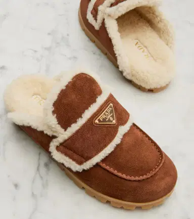 Prada Shearling-lined suede mules | Thumbnail 2 Prada Shearling-lined suede mules | Thumbnail 2