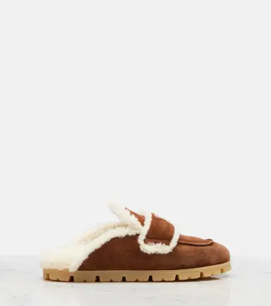 Prada Shearling-lined suede mules | Thumbnail 4 Prada Shearling-lined suede mules | Thumbnail 4