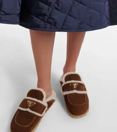 Prada Shearling-lined suede mules | Thumbnail 6 Prada Shearling-lined suede mules | Thumbnail 6