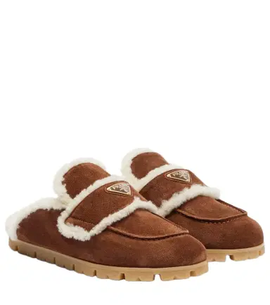 Prada Shearling-lined suede mules | Thumbnail 1 Prada Shearling-lined suede mules | Thumbnail 1