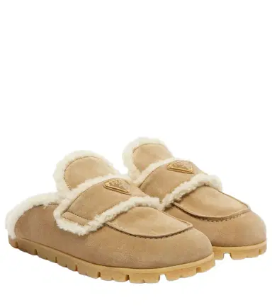 Prada Shearling-lined suede mules | Thumbnail 1 Prada Shearling-lined suede mules | Thumbnail 1