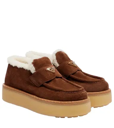 Prada Shearling-lined suede loafers | Thumbnail 1 Prada Shearling-lined suede loafers | Thumbnail 1