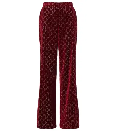 Gucci GG cotton velvet wide-leg pants | Thumbnail 1 Gucci GG cotton velvet wide-leg pants | Thumbnail 1