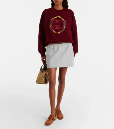 Gucci Logo embroidered cotton sweatshirt | Thumbnail 4 Gucci Logo embroidered cotton sweatshirt | Thumbnail 4
