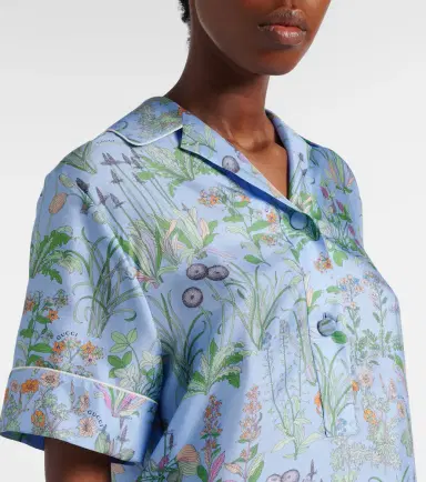 Gucci Flora silk satin polo shirt | Thumbnail 5 Gucci Flora silk satin polo shirt | Thumbnail 5