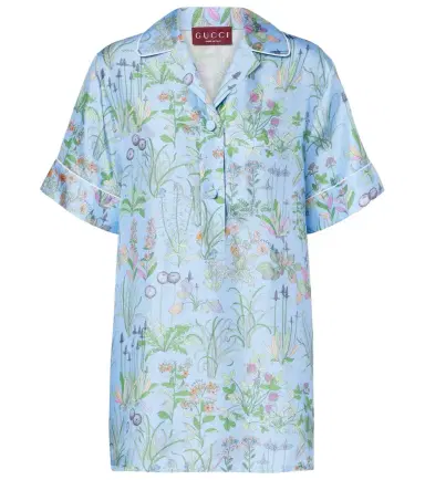 Gucci Flora silk satin polo shirt | Thumbnail 1 Gucci Flora silk satin polo shirt | Thumbnail 1