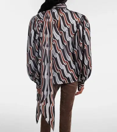 Gucci Printed tie-neck silk twill blouse | Thumbnail 3 Gucci Printed tie-neck silk twill blouse | Thumbnail 3