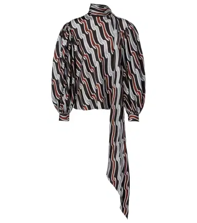 Gucci Printed tie-neck silk twill blouse | Thumbnail 1 Gucci Printed tie-neck silk twill blouse | Thumbnail 1