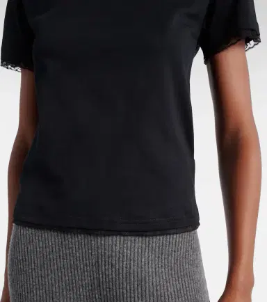 Gucci Embroidered lace-trimmed cotton jersey T-shirt | Thumbnail 4 Gucci Embroidered lace-trimmed cotton jersey T-shirt | Thumbnail 4