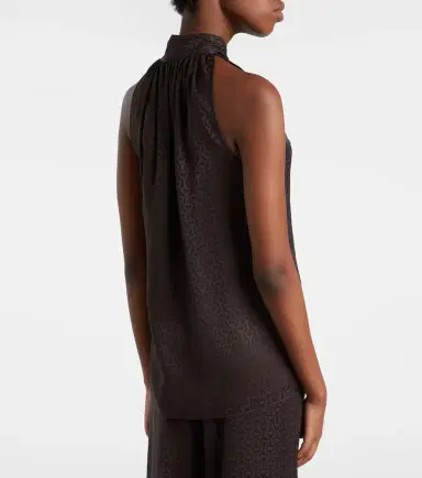 Gucci Horsebit tie-neck silk jacquard top | Thumbnail 2 Gucci Horsebit tie-neck silk jacquard top | Thumbnail 2