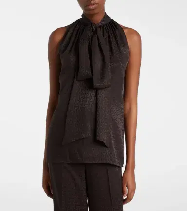 Gucci Horsebit tie-neck silk jacquard top | Thumbnail 3 Gucci Horsebit tie-neck silk jacquard top | Thumbnail 3