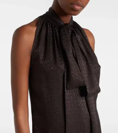 Gucci Horsebit tie-neck silk jacquard top | Thumbnail 4 Gucci Horsebit tie-neck silk jacquard top | Thumbnail 4