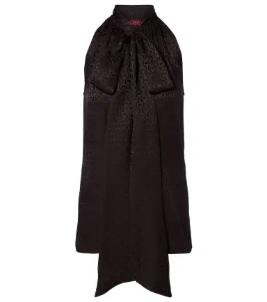 Gucci Horsebit tie-neck silk jacquard top | Thumbnail 1 Gucci Horsebit tie-neck silk jacquard top | Thumbnail 1