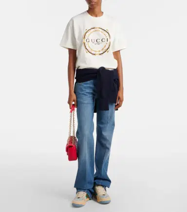 Gucci Logo embroidered cotton jersey T-shirt | Thumbnail 3 Gucci Logo embroidered cotton jersey T-shirt | Thumbnail 3