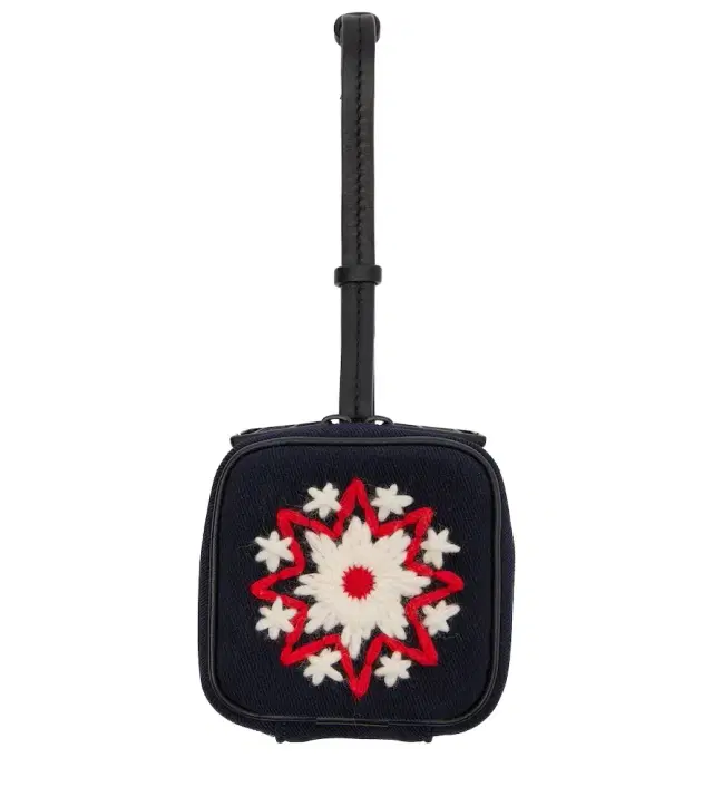 Embroidered leather-trimmed clutch Embroidered leather-trimmed clutch
