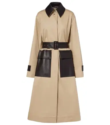 Joseph Zaman leather-trimmed cotton trench coat | Thumbnail 1 Joseph Zaman leather-trimmed cotton trench coat | Thumbnail 1