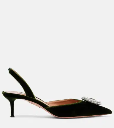 Aquazzura Crystal Hoop 50 velvet slingback pumps | Thumbnail 3 Aquazzura Crystal Hoop 50 velvet slingback pumps | Thumbnail 3