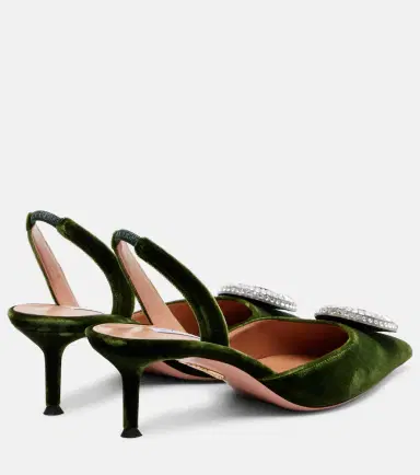 Aquazzura Crystal Hoop 50 velvet slingback pumps | Thumbnail 4 Aquazzura Crystal Hoop 50 velvet slingback pumps | Thumbnail 4