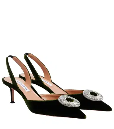 Aquazzura Crystal Hoop 50 velvet slingback pumps | Thumbnail 1 Aquazzura Crystal Hoop 50 velvet slingback pumps | Thumbnail 1